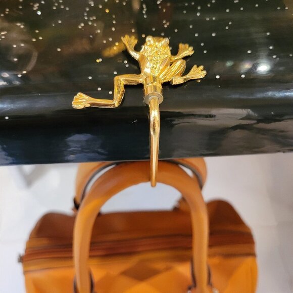 𝅺CUSTOM Made Gold Plated Frog Handbag Holder or Table Bag Hook - Picture 1 of 16